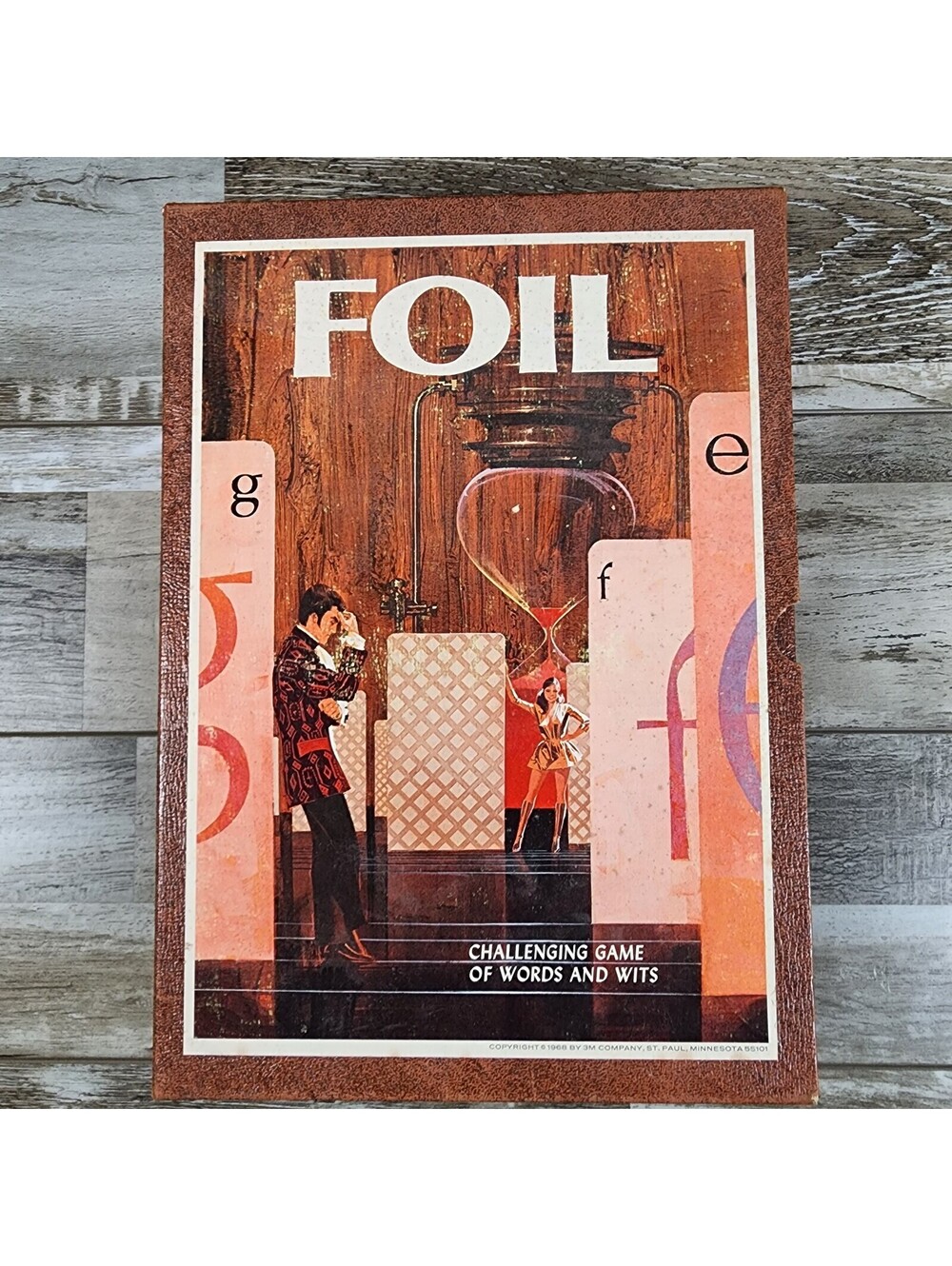 Vintage 1968 Foil Board Bookshelf Game Challenging Game of Words and Wits By 3M